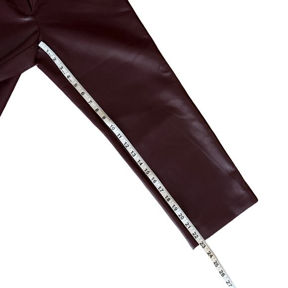 NWT Aritzia Babaton Command Cropped Trouser Vegan Leather Rich Maroon Size 00 - Picture 11 of 11